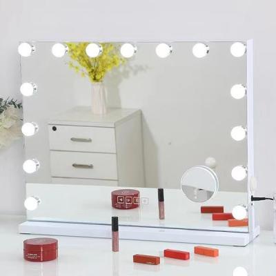 China Lighted Dimmable Tabletop Led Vanity Makeup Hollywood Mirror with Light Bulbs for sale