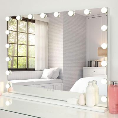 China Lighted 18pcs G35 bulb Tabletop Big makeup vanity mirror Styles LED mirror lamps wall lights makeup mirror wall lamp for sale