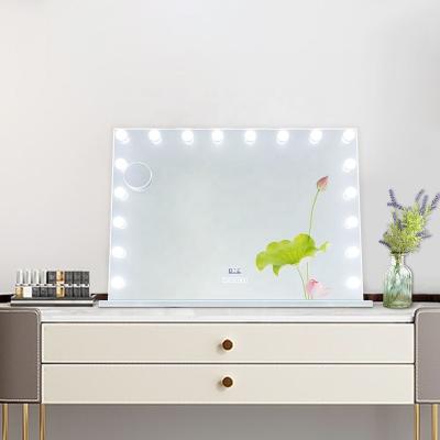 China 18pcs G35 Lighted Bulb Hollywood Makeup Mirror with Bluetooth and Clock for sale