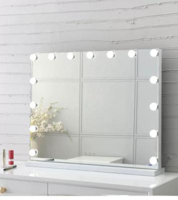 China Lighted Makeup Mirror with Light Hollywood Style LED Vanity Mirror with 15 Touch Dimmer LED Bulbs for Vanity Make Up for sale