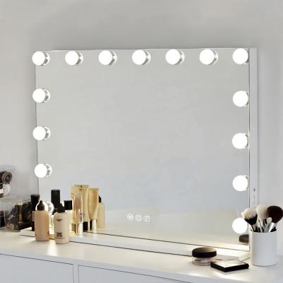 China Beauty Lighted Vanity Mirror Hollywood Style LED Bulbs Makeup Mirror Vanity Table Makeup Table Dresser Set for sale