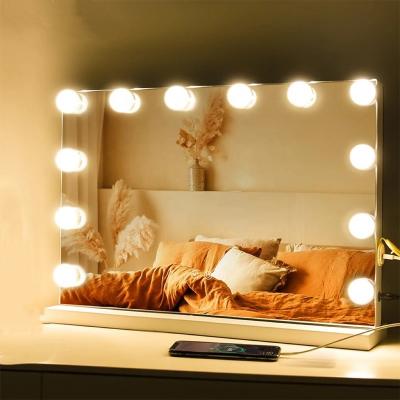 China 15pcs Lighted Led Makeup Mirror With USB Cable Power Supply Hollywood Style LED Bulbs Beauty Vanity Mirror for sale