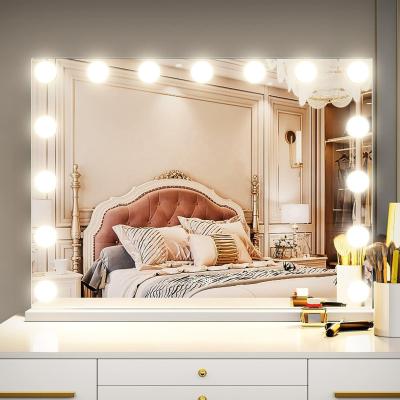 China Lighted Led Vanity Light Mirror For Bathroom Makeup With USB Cable Power Supply Hollywood Style LED Bulbs Makeup Mirror for sale