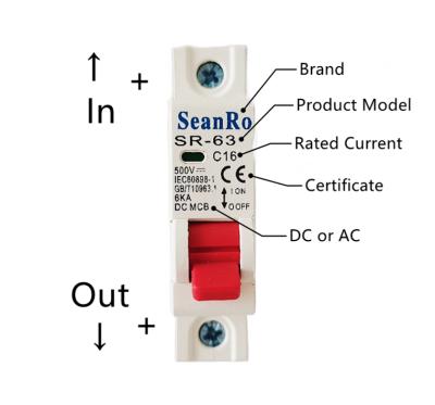 China SunRo DC Circuit Breaker 6-63A 800V Single Pole Mini Circuit Breaker 6KA for sale