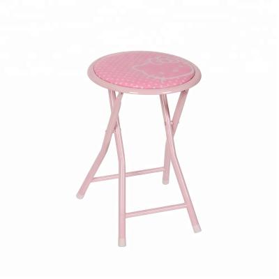 China Portable Wholesale Round Folding Chair PVC Colorful Glossy Printed Folding Stool for sale