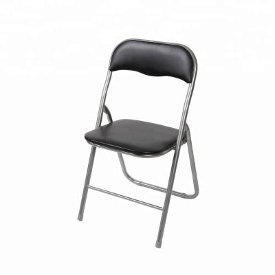 China Portable Upholstered Folding Metal Chairs With PVC Cushions for sale