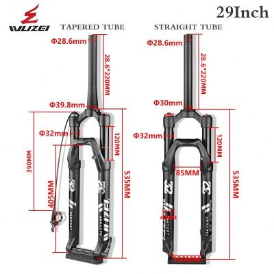 China WUZEI MTB mountain bikes fork bicycle 29 inch suspension air oil shoulder/mountain bike wire control forks mtb bicycle brake forks for sale