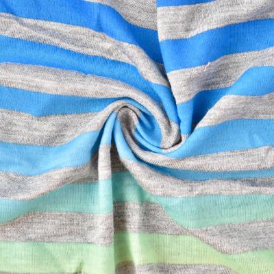 China Fashion Design Stretch Dyed Yarn Breathable Gradient Striped Printing Knitting TR Fabric For Activewear for sale