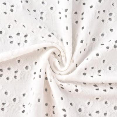 China Other soft white knitting eyelet knitting 5% spandex jacquard 95% polyester fabric for dress for sale