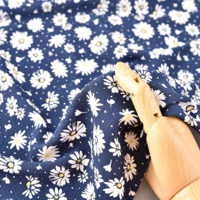 China 2022 Daisy print pattern pure high quality floral polyester spandex material chiffon fabric for dress for sale