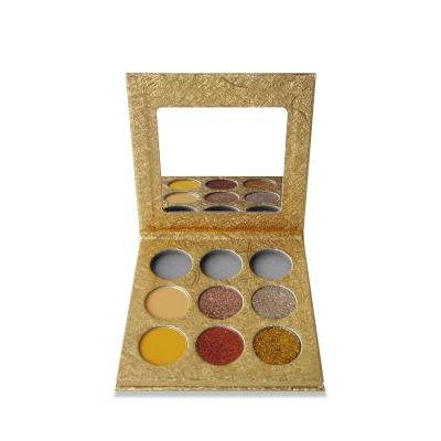 China OEM Logo Cosmetics Eye Shadow 9 Color Waterproof Makeup High Dye Eyeshadow Palette for sale