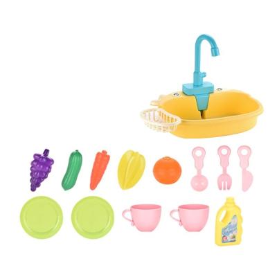 China Environmental Housework Material Help To Be Big Child's Play Set Game Running Water Hand Dishwasher Toy Dish Cleaning Wash Fruit for sale