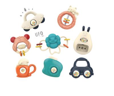 China Environmental Material ABS Material Baby Microphone Kids Ratchet Gift UFO Theme Crib Bell Toy 8 Pcs Set Plastic for sale