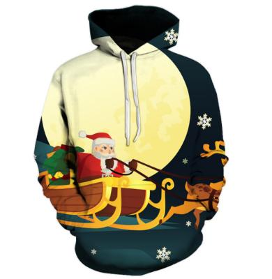 China Anti-Wrinkle Santa Claus Rides A Deer To Give Gifts 3D Digital Printing Men's And Women's Hoodies for sale