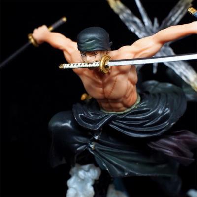 China Anime Gift 17cm One Piece Three-Knife Ghost of Ronoa Zoro Ghost Model Cartoon Toy PVC Action Figure Collectible Cut Sauron for sale