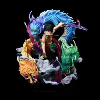 China PVC GK Doll Figure Anime Decorations Toys Gift Model Zoro Base Three Funny Collectable One Piece Dragons Knives Three for sale