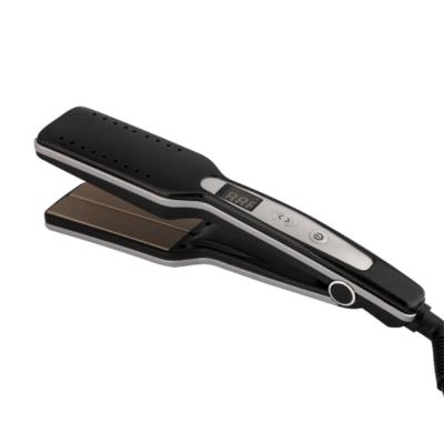 China Household Ceramic Negative Ion Led Adjustable Temperature Super Wide Hair Straightener for sale