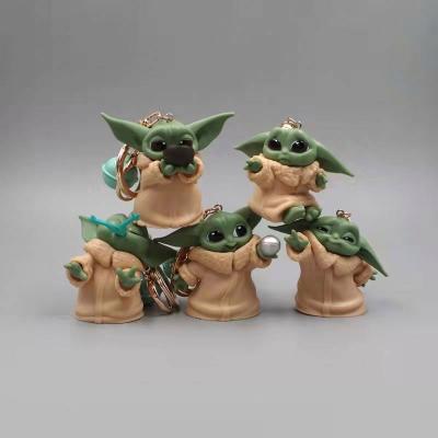 China PVC 1 Set The Mandalorian Baby Yoda Cartoon Yoda Small Keychain PVC Keychain Figure Bag Car Keychain Ornaments Gift For Kids for sale