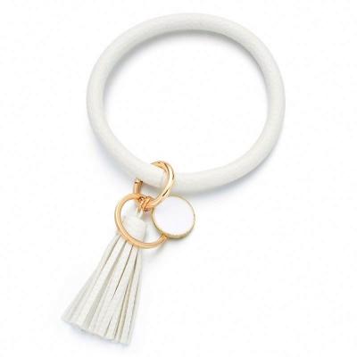 China Tassel Leather Key Ring Private Label Leather Key Chain Bracelet With Good Quality for sale