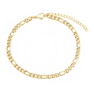 China 18K Gold Wholesale Cuban Link Stainless Steel Punk Gold Plated Ankle Chain Bracelet for sale