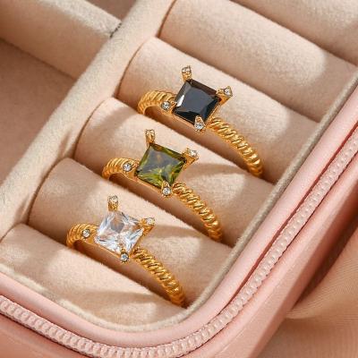 China FASHIONABLE Gold Plating Stainless Steel Zircon 2023 New Retro 18K Large Rings Diamond Wedding Rings Wholesale for sale