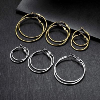 China FASHIONABLE high quality stainless steel cartilage loop earring gold plated huggies women large circle earring for sale