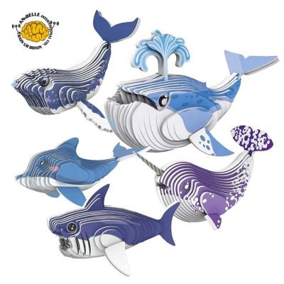 China DIY TOY 3D Sticker Puzzle 3D Puzzle Ocean Sea Animal Sea Animal Blue Whale Shark Dolphin Boat Lobster Clownfish Narwhal for sale