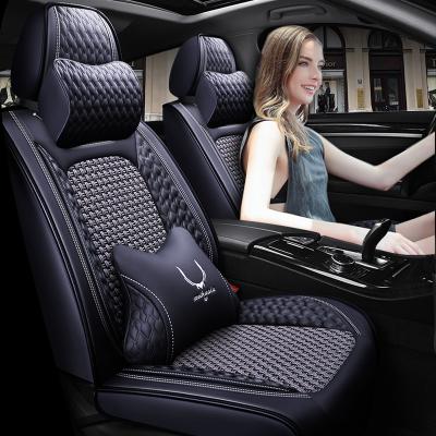 China Eco-friendly Universal Ice Silk Polyester Fiber Seat Cover Full Set Universal Fitted Luxury Car Seat Cover Set Breathable Seat Covers For Car for sale