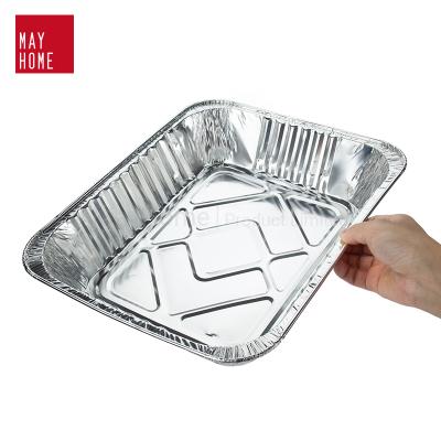 China BBQ Food Grade Aluminum Foil Tray Rectangular Heat Resistance Cooking Non-Stick Disposable Baking Tray for sale