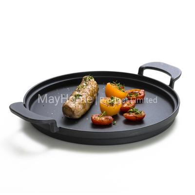 China Easily Cleaned Cast Iron Pan With Nonstick Frying Diameter 31cm 2 Loop Handles GRILL Cast Iron Skillet for sale