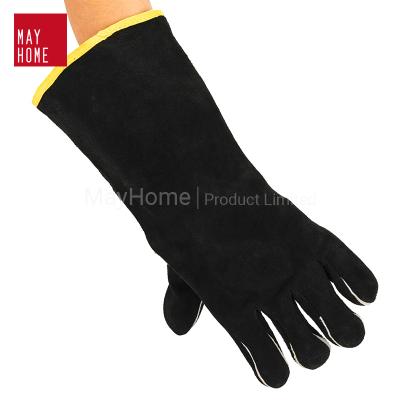 China Thermal Resistance Kitchen Use Grill Accessories Leather Gloves Heat Resistant Barbecue Gloves for sale