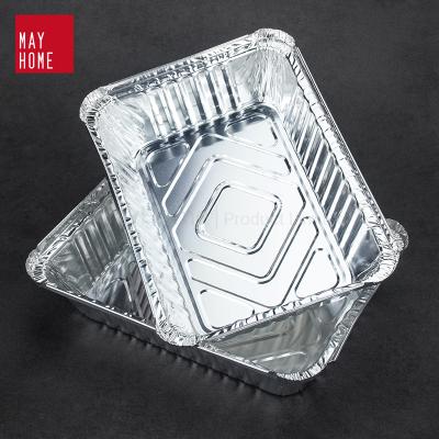 China Square Disposable BBQ Food Container Trays Aluminum Foil Baking Tray Non-Stick for sale