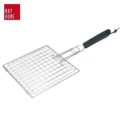 China Easily Cleaned BBQ Tools Fish Vegetable Wire Mesh Stainless Steel BBQ Grill Fish Basket Reusable Non-Stick BBQ Accessories for sale