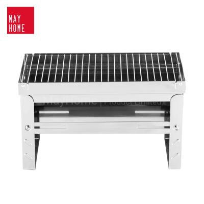 China Easily Assembled Folding Charcoal Grill Stainless Steel Portable BBQ Grill Tabletop Barbecue for sale