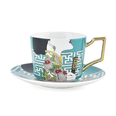 China Stocked national tide cheongsam beauty coffee cup and saucer set fashionable high-end Chinese style custom gift for sale