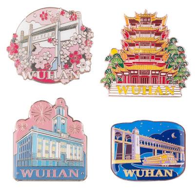 China New Souvenirs Europe Custom Image Tourist City Magnetic Badge for sale