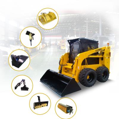 China Construction worksÂ   chinese mini skid steer 1050kg 1200kg 1500kg wheel skid steer loader with enclosed cab and different attachments for sale