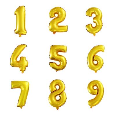 China Toys/gift/decorations/festival 16 32 gold silver number foil balloons 40inch air inflatable baby shower birthday party decoration for sale