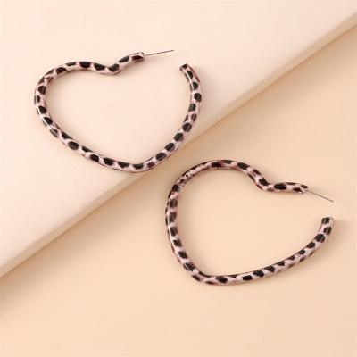 China TRENDY Acrylic Big C Shaped Earrings Women's Circle Earrings Wood Leopard Heart Shaped Print for sale