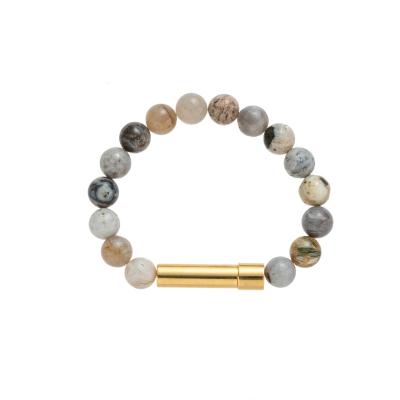 China TRENDY Stainless Steel Message Bracelet 10mm Hidden Natural Stone Ball Beads Bracelet Gift for Men and Women for sale