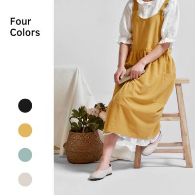 China 2019 sales custom eco-friendly work apron manufacturers ylm hot korean adjustable cotton shoulder strap eco-friendly chiffon and linen apron for sale