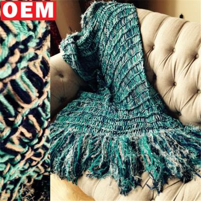 China 2018 Hot Sale Disposable Home Decor Chunky Knit Throw Beach Towel Disposable Handmade Knitted Colorful Crochet Fringed Blankets for sale