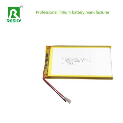 China Rechargeable Lithium polymer battery cell 3.7V 3000mAh 605080 for Power Bank for sale