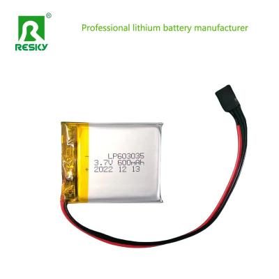 China 603035 Lithium Polymer Battery Cell 3.7V 600mAh Rechargeable Li-Polymer Batteries for sale