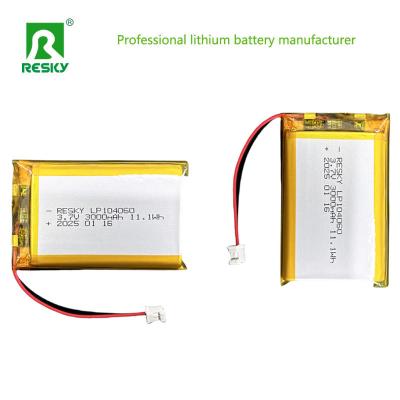 China 500 Cycles Lipo Battery Pack 104060 3000mAh 33.3wh 3.7V 11.1V for sale