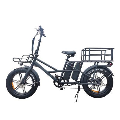 China Lantu Ebike 500w dual 48v battery electric cargo bicycle fat tire bike with rear basket for family for sale