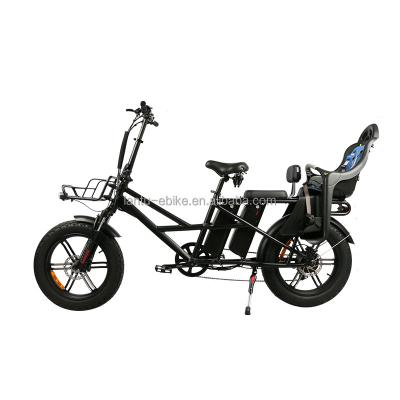 China Lantu Ebike 500w Dual Battery Electric Delivery Bike Cargo Bike with baby seats for sale