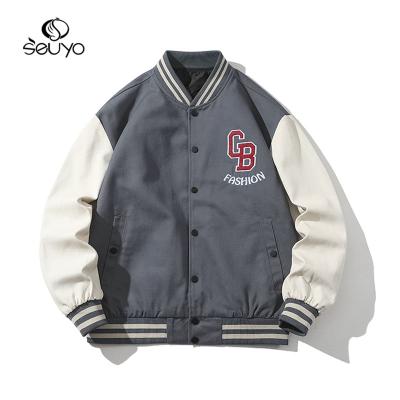 China Seuyo Waterproof 2021 Hot Selling Letterman Unisex Custom Varsity Baseball Leather Men School Blank Varsity Jackets for sale