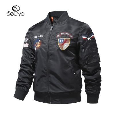 China Wholesale QUICK DRY Embroidery Black Casual Heavy Jacket Patch Logo Ma 1 Bomber Jacket Custom Baseball Varsity Men for sale