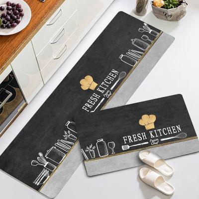 China Antimicrobial Non Slip Durable Kitchen Mat Custom Printed Universal Wash Area Floor Cover Blanket Kitchen Mat for sale